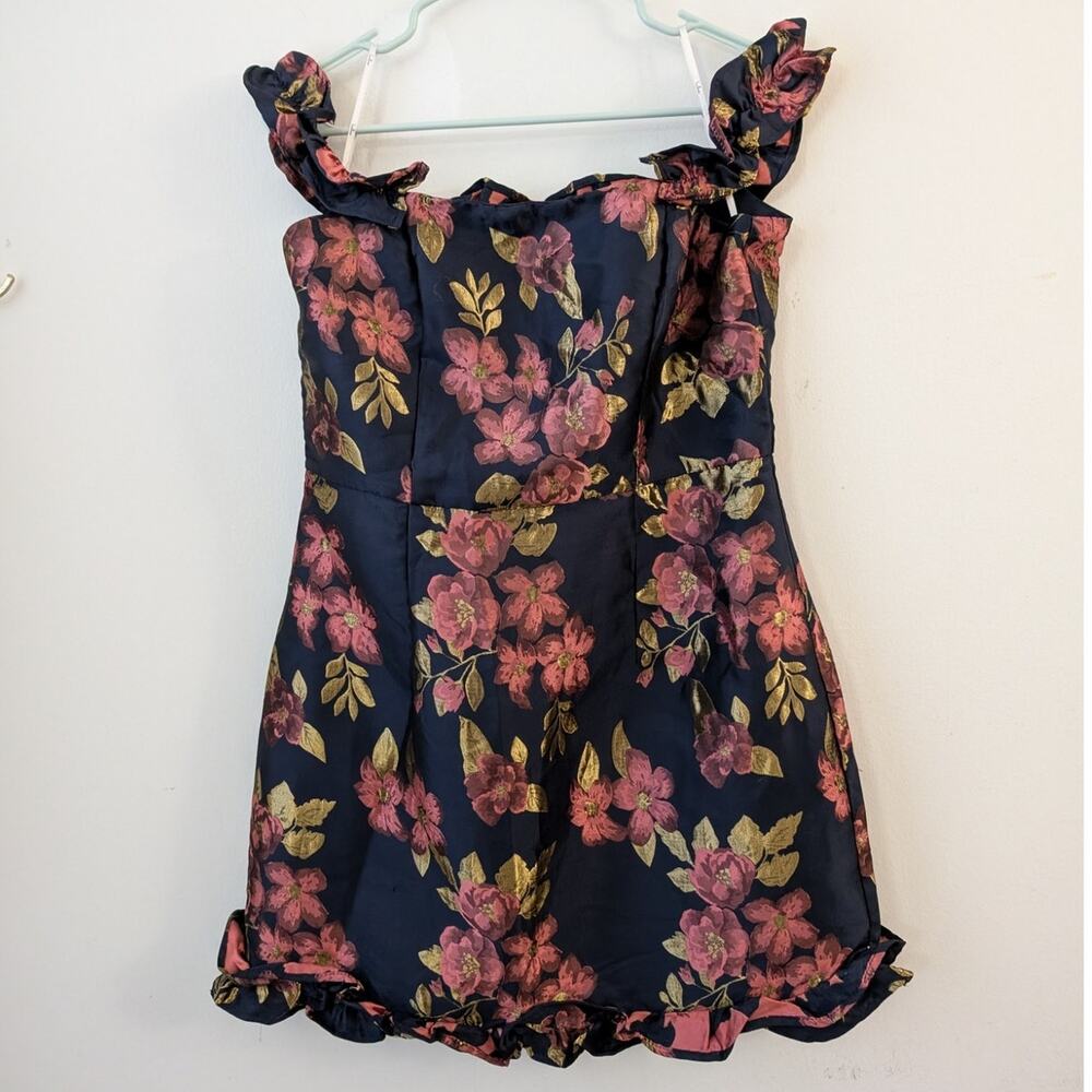 lulu's pop the bottle floral jacquard mini dress - Picture 2 of 7